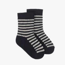 1 + In The Family Blue & Grey Striped Ankle Socks