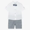 Abel & Lula Boys Blue Houndstooth Check Shorts Set