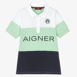 AIGNER Boys Green Logo Polo Shirt