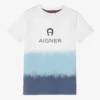 AIGNER Boys White & Blue Logo T-Shirt