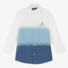 AIGNER Boys White & Blue Ombré Cotton Shirt
