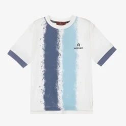 AIGNER Boys White & Blue T-Shirt