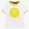 AIGNER Boys White & Green Logo Cotton T-Shirt