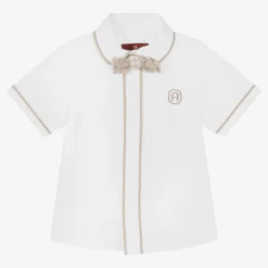 AIGNER Boys White Linen & Cotton Shirt