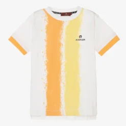 AIGNER Boys White & Orange T-Shirt