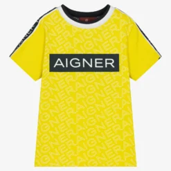 AIGNER Boys Yellow Cotton Logo T-Shirt
