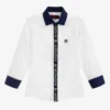 AIGNER White & Navy Blue Cotton Shirt