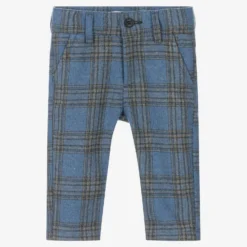 Alviero Martini Blue Check Wool Blend Trousers