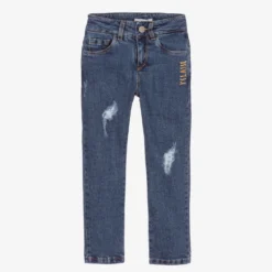 Alviero Martini Blue Distressed Logo Jeans