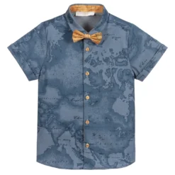 Alviero Martini Blue Geo Map Cotton Shirt