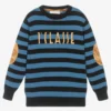Alviero Martini Blue Stripe Geo Map Sweater