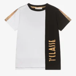 Alviero Martini Boys Black & White Cotton Geo Map T-Shirt