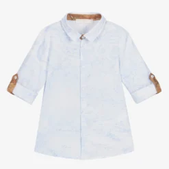 Alviero Martini Boys Blue & Beige Geo Map Shirt