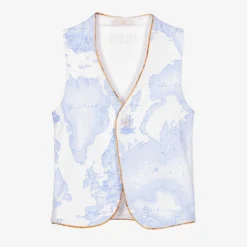 Outlet Little Gents Set Store 9 Alviero Martini Boys Blue Geo Map Waistcoat