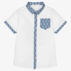 Alviero Martini Boys White & Blue Cotton Shirt