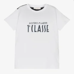 Alviero Martini Boys White Cotton 1a Classe Logo T-Shirt