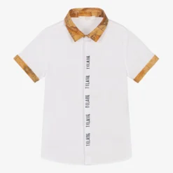 Alviero Martini Boys White Geo Map Cotton Shirt