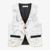 Alviero Martini Boys White Geo Map Cotton Waistcoat