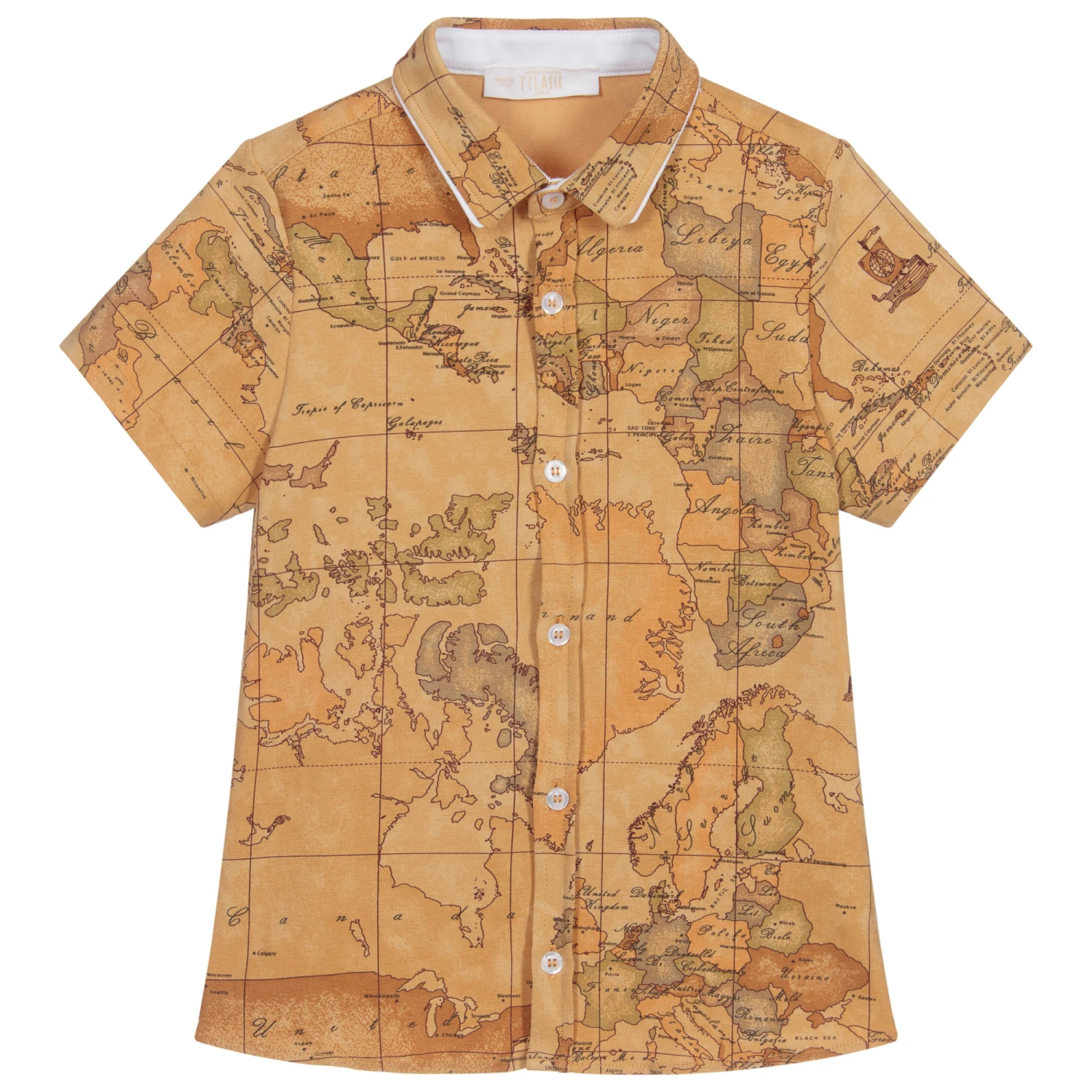 Alviero Martini Dark Beige Geo Map Shirt 1 Alviero Martini Dark Beige Geo Map Shirt