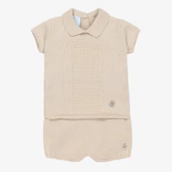 Artesanía Granlei Boys Beige Knit Shorts Set