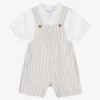 Artesanía Granlei Boys Beige Stripe Dungaree Set