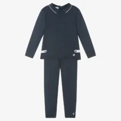 Artesanía Granlei Boys Navy Blue Knitted Trouser Set