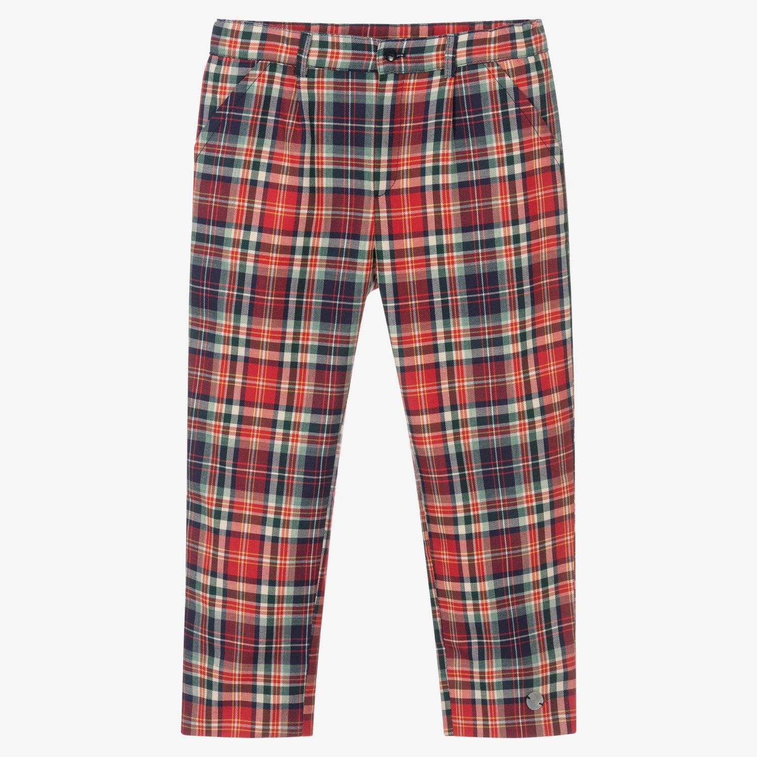 Artesanía Granlei Boys Red Check Cotton Trousers 1 Artesanía Granlei Boys Red Check Cotton Trousers