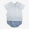 Babidu Blue & Ivory Cotton Shorts Set