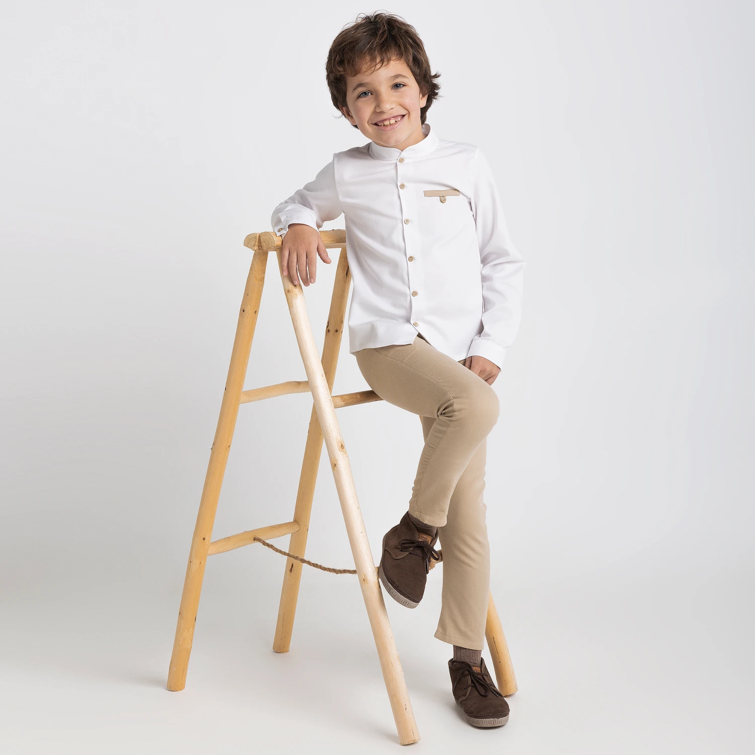 Babidu Boys Beige & White Trouser Set 2 Babidu Boys Beige & White Trouser Set - Image 2