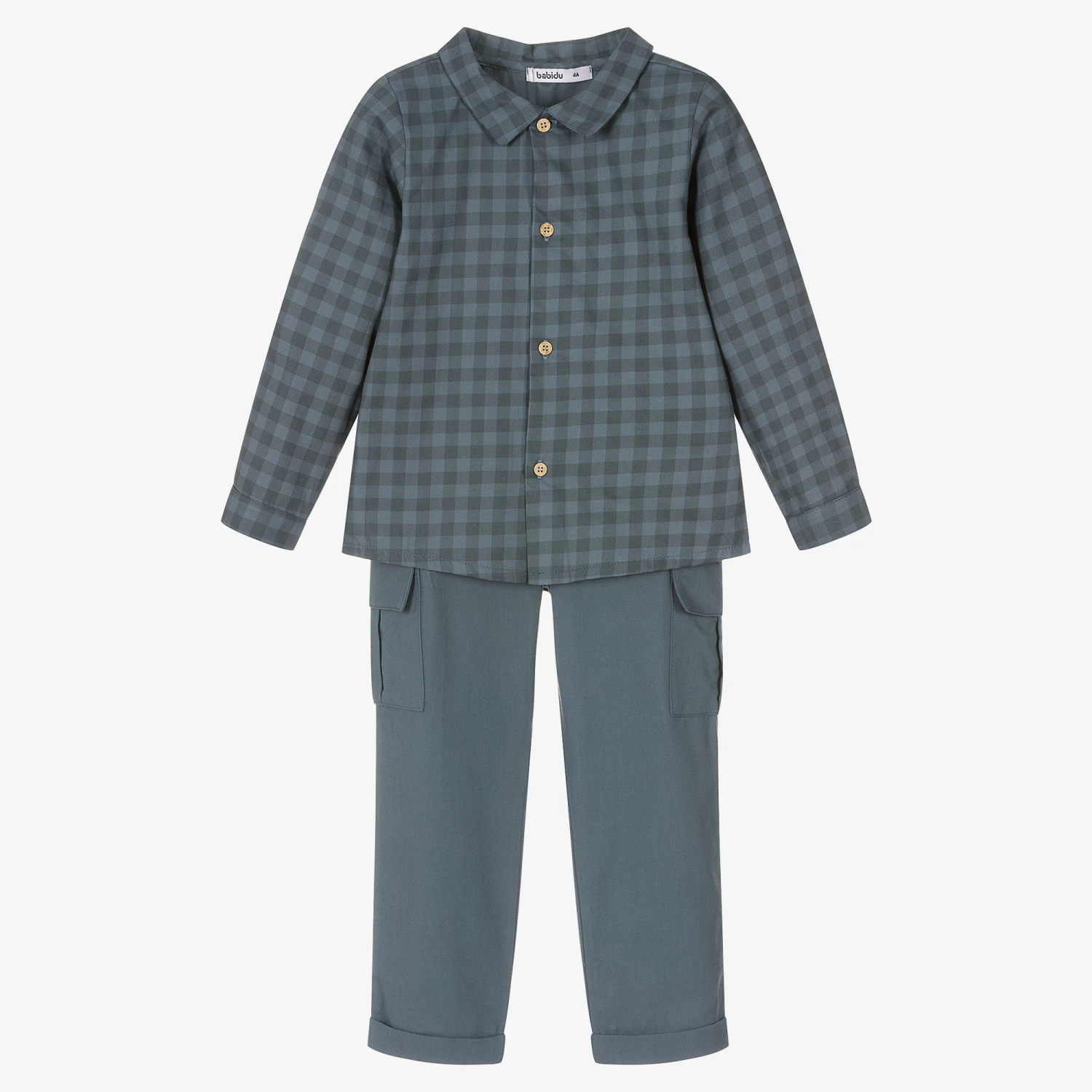 Babidu Boys Blue Checked Cotton Trouser Set 1 Babidu Boys Blue Checked Cotton Trouser Set