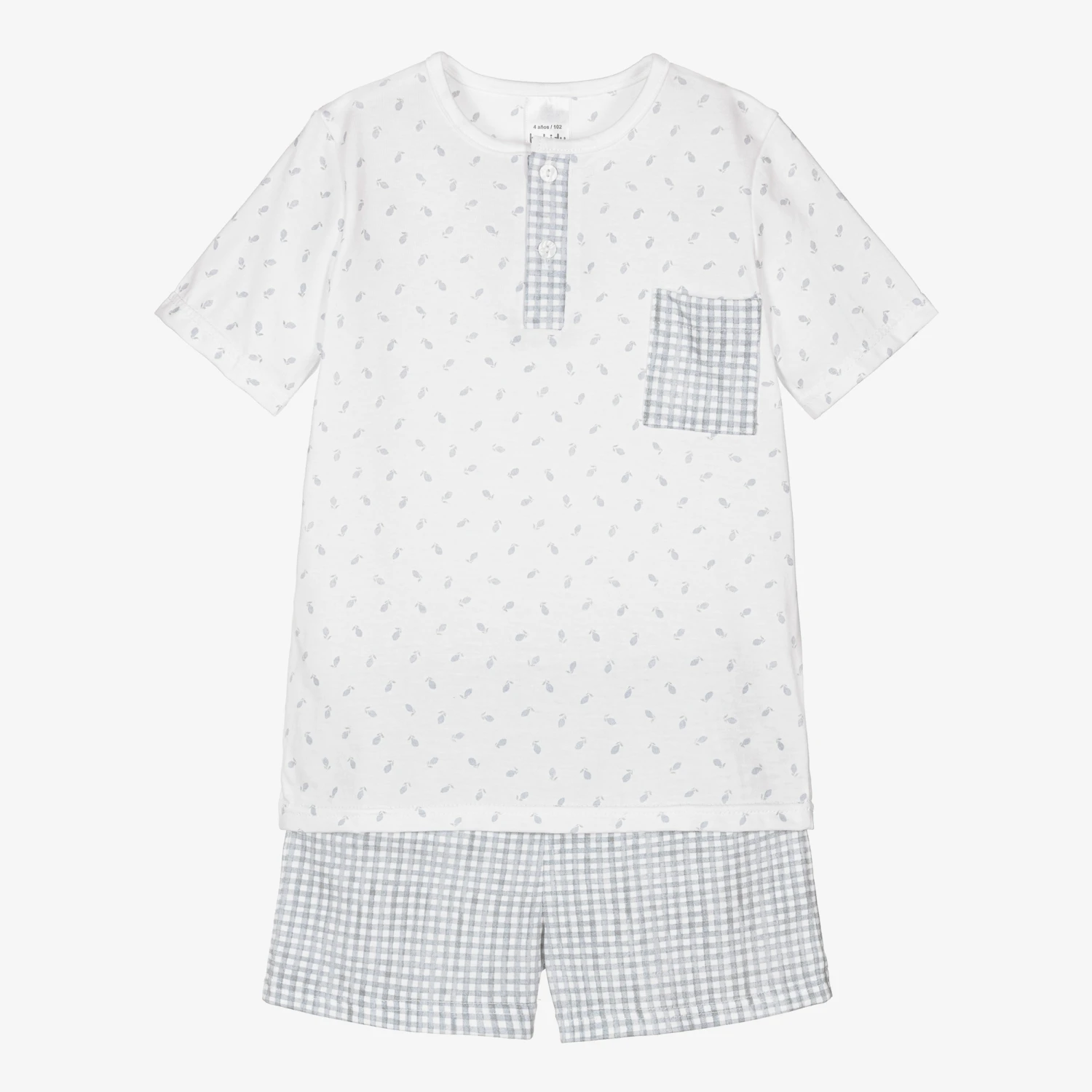 Babidu Boys Blue Cotton Check Short Pyjamas 1 Babidu Boys Blue Cotton Check Short Pyjamas