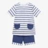Babidu Boys Blue Stripe Shorts Set