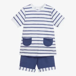 Babidu Boys Blue Stripe Shorts Set