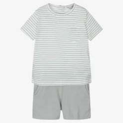 Babidu Boys Grey Cotton Shorts Set