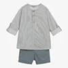 Babidu Boys Grey Striped Shorts Set