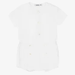Babidu Boys White Cotton Shorts Set