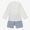 Babidu Ivory Shirt & Blue Shorts Set