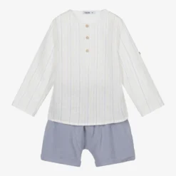 Babidu Ivory Shirt & Blue Shorts Set