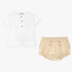 Babidu White & Beige Linen Shorts Set -Outlet Little Gents Set Store babidu white beige linen shorts set 445028 2a751f4c1eaeecd895c8fdc18b0ed021e71591d2