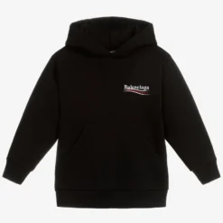 Balenciaga Black Cotton Logo Hoodie