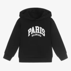 Balenciaga Black Paris Cotton Hoodie