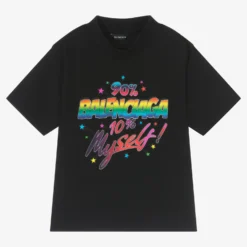 Balenciaga Black Rainbow Logo T-Shirt