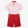 Beatrice & George Boys Red Cotton Shorts Set