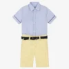 Beau KiD Boys Blue Stripe & Yellow Shorts Set