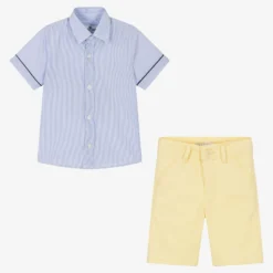 Beau KiD Boys Blue Stripe & Yellow Shorts Set -Outlet Little Gents Set Store beau kid boys blue stripe yellow shorts set 497516 dd79d45fd5a55f74738ce0189461dc53fdffd1ba