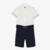 Beau KiD Boys Ivory Shirt & Navy Blue Shorts Set