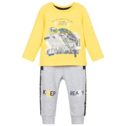 Boboli Boys Yellow & Grey Trouser Set