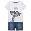 Boboli Grey & Blue Cotton Shorts Set