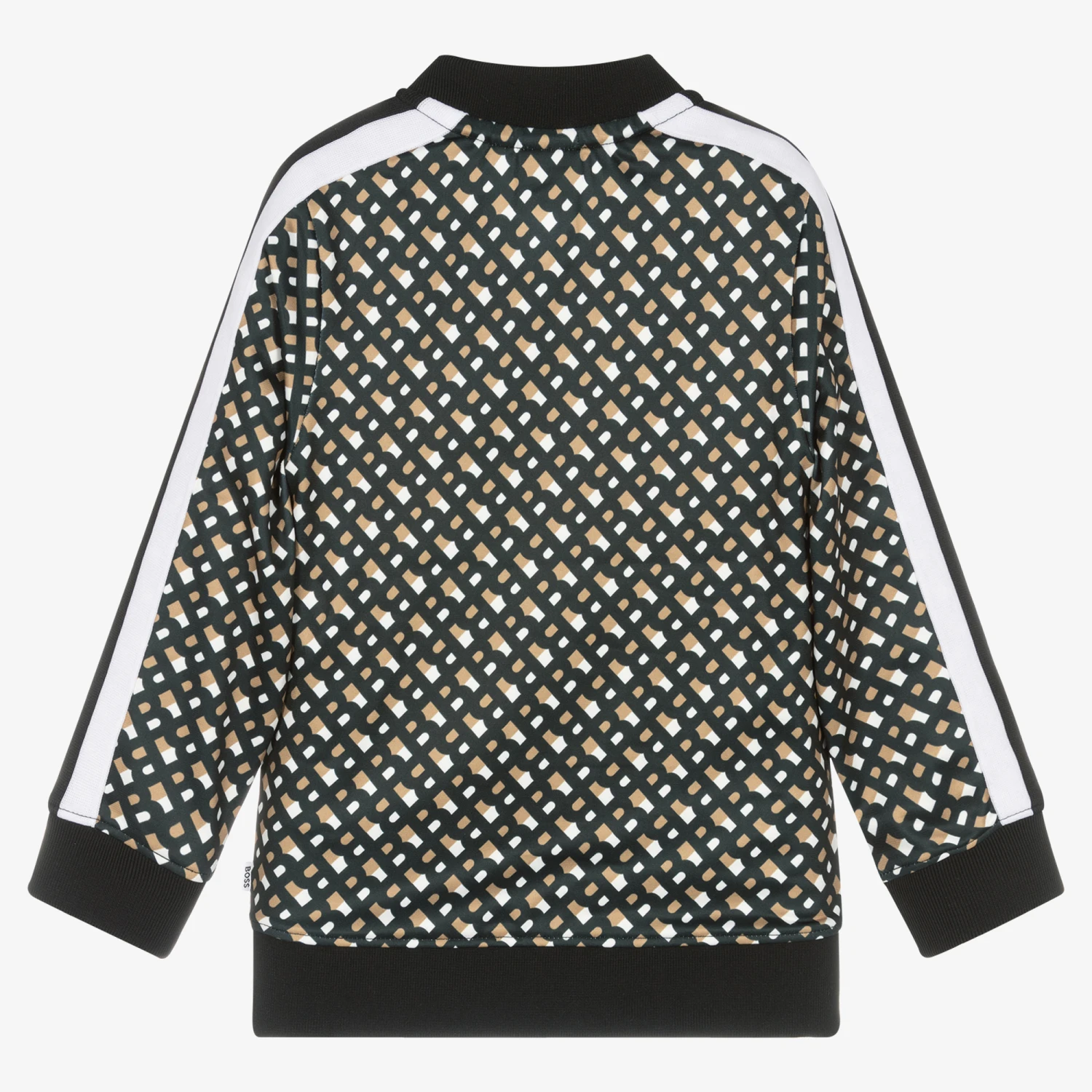 BOSS Boys Beige & Black Monogram Zip-Up Top 3 BOSS Boys Beige & Black Monogram Zip-Up Top - Image 3