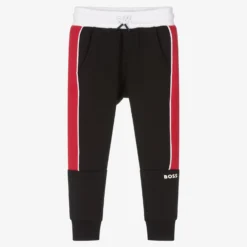 BOSS Boys Black & Red Logo Joggers